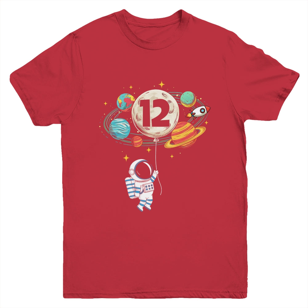 12 Years Old Birthday Boy Astronaut Space 12th Birthday Youth Shirt | siriusteestore