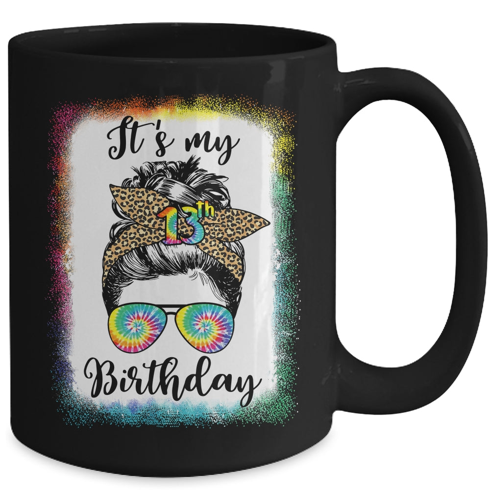 13th Birthday Decoration Girl Messy Bun 13 Years Old Tie Dye Mug | siriusteestore
