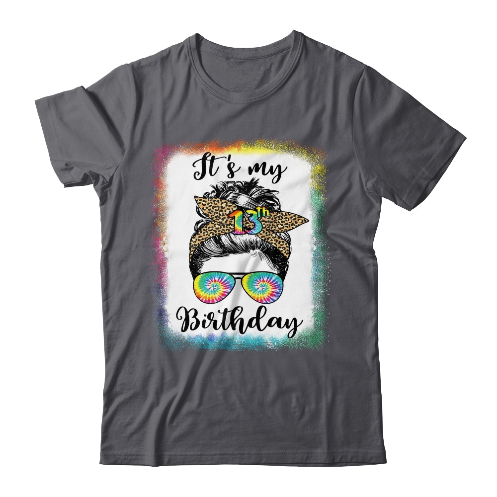 13th Birthday Decoration Girl Messy Bun 13 Years Old Tie Dye Shirt & Tank Top | siriusteestore