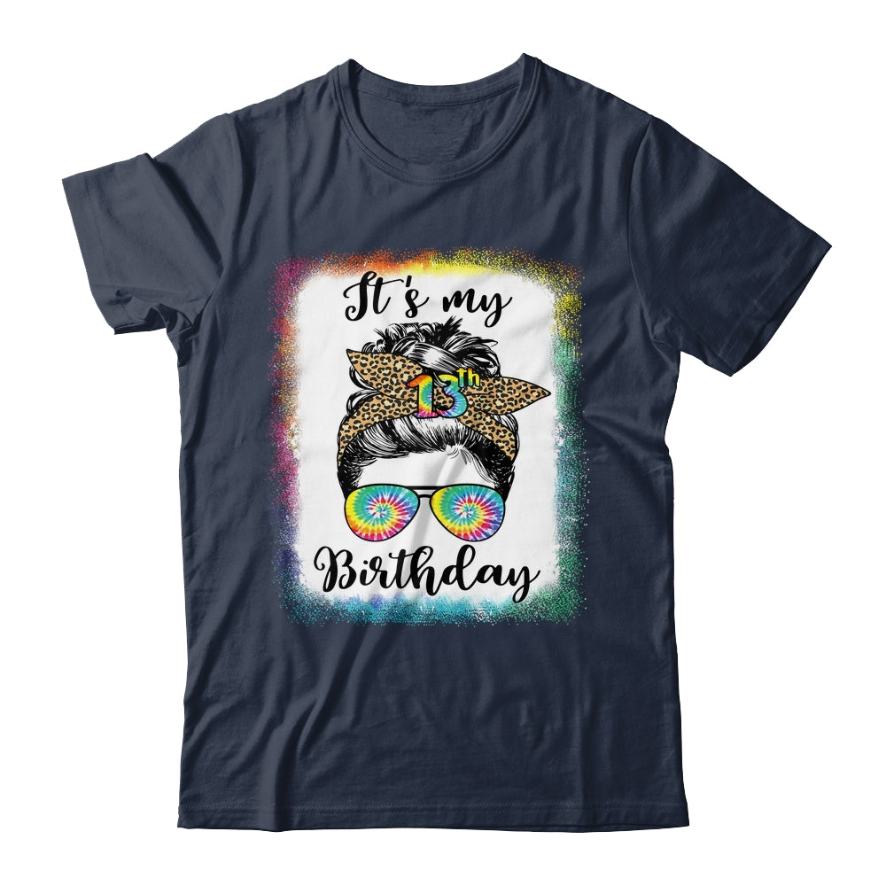 13th Birthday Decoration Girl Messy Bun 13 Years Old Tie Dye Shirt & Tank Top | siriusteestore