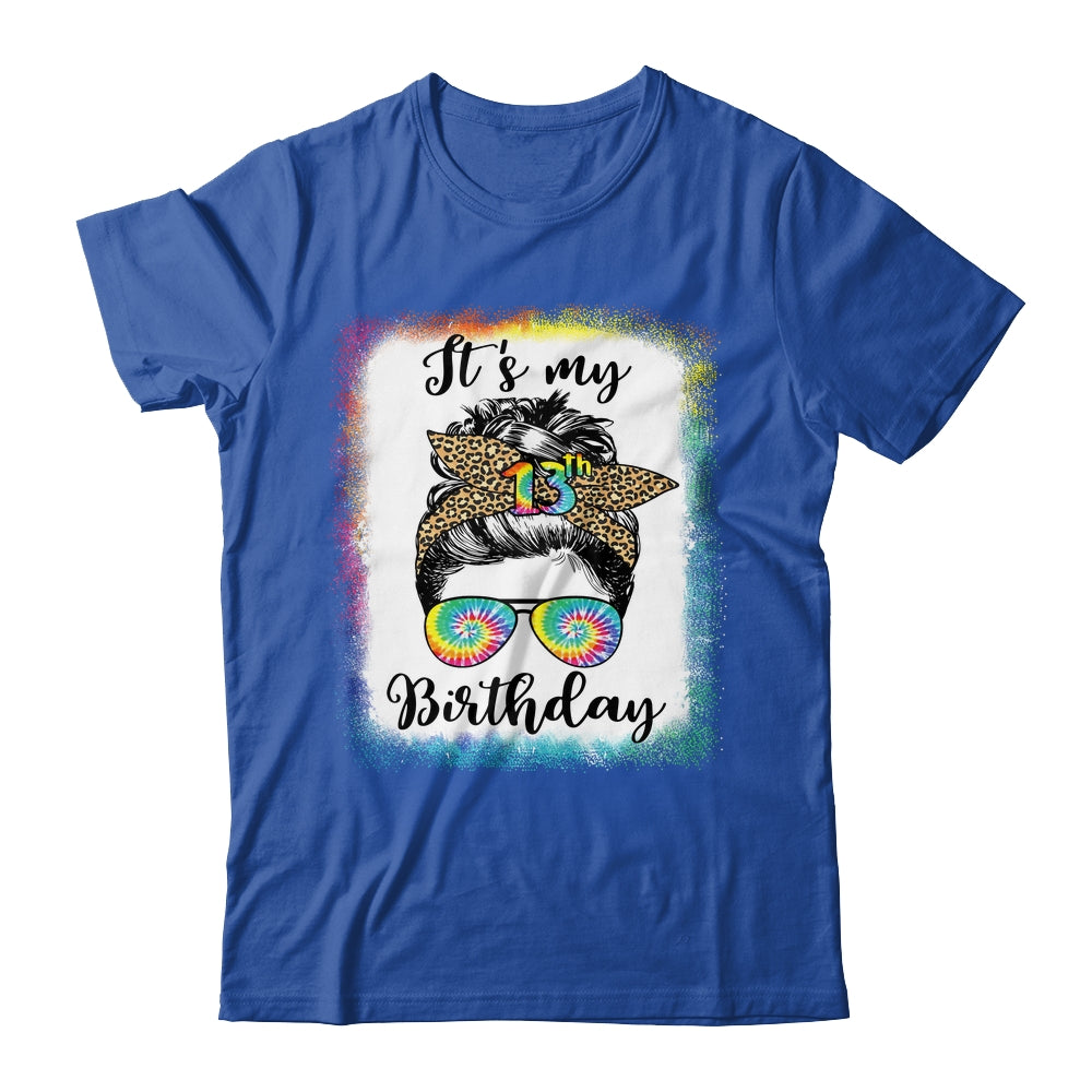 13th Birthday Decoration Girl Messy Bun 13 Years Old Tie Dye Shirt & Tank Top | siriusteestore