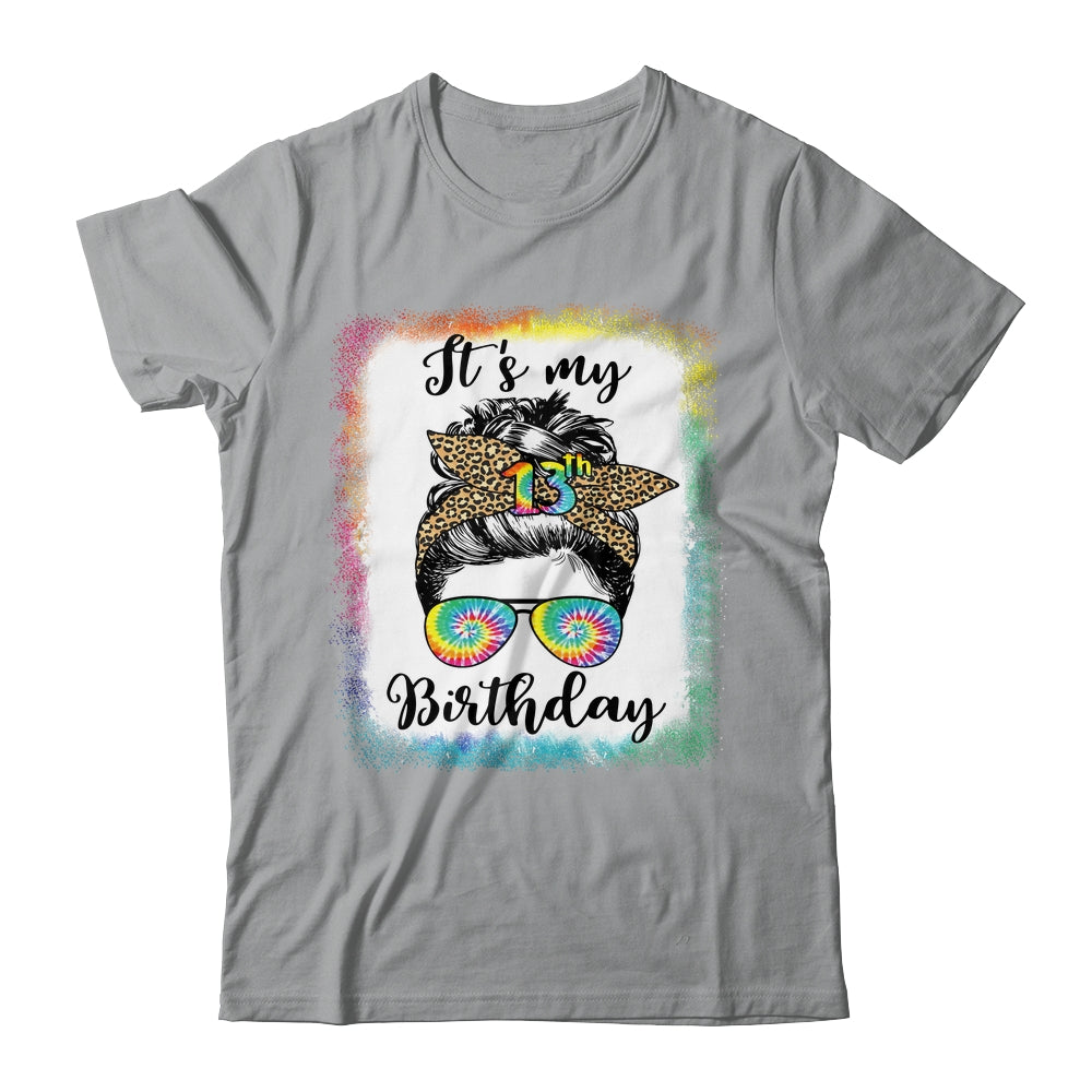 13th Birthday Decoration Girl Messy Bun 13 Years Old Tie Dye Shirt & Tank Top | siriusteestore