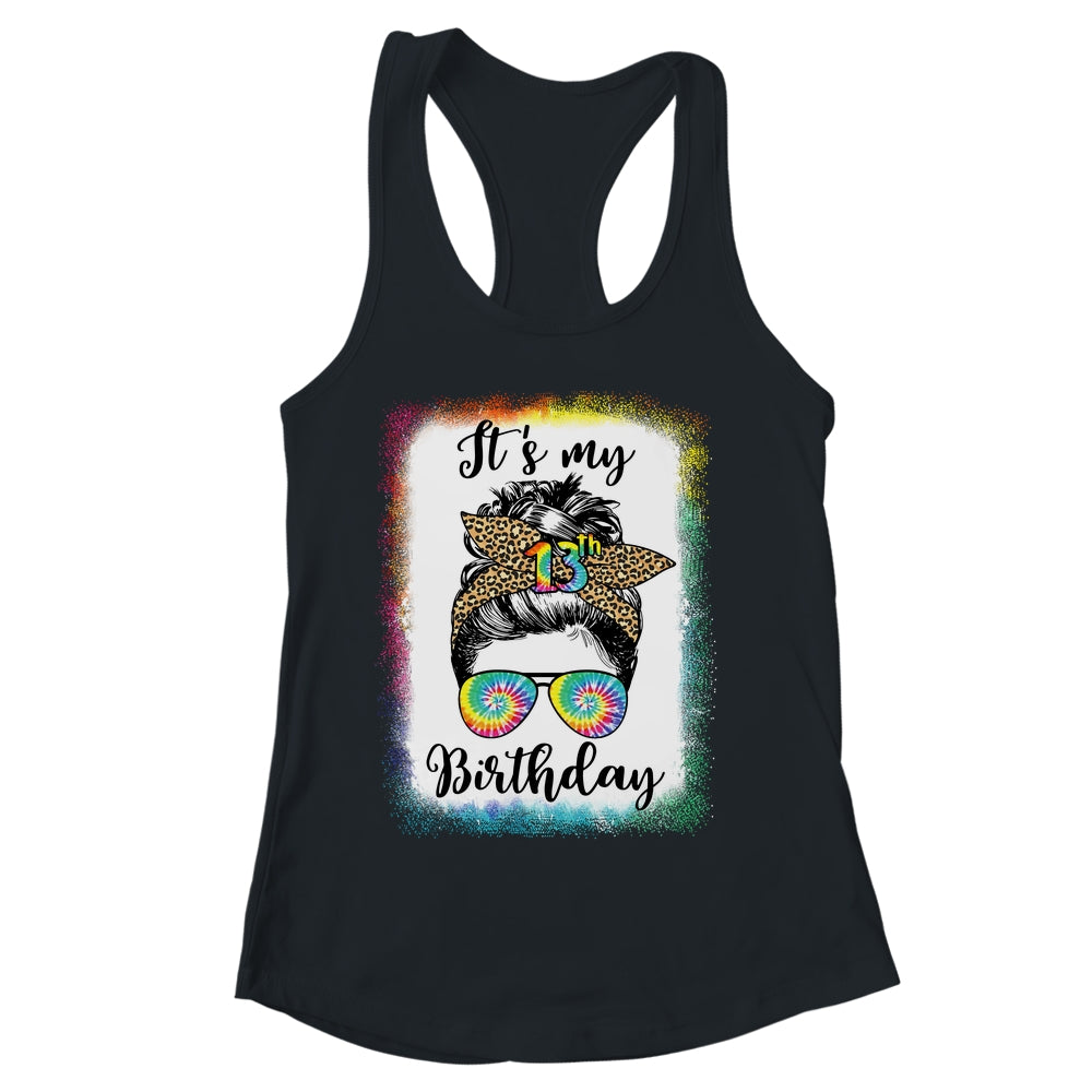 13th Birthday Decoration Girl Messy Bun 13 Years Old Tie Dye Shirt & Tank Top | siriusteestore