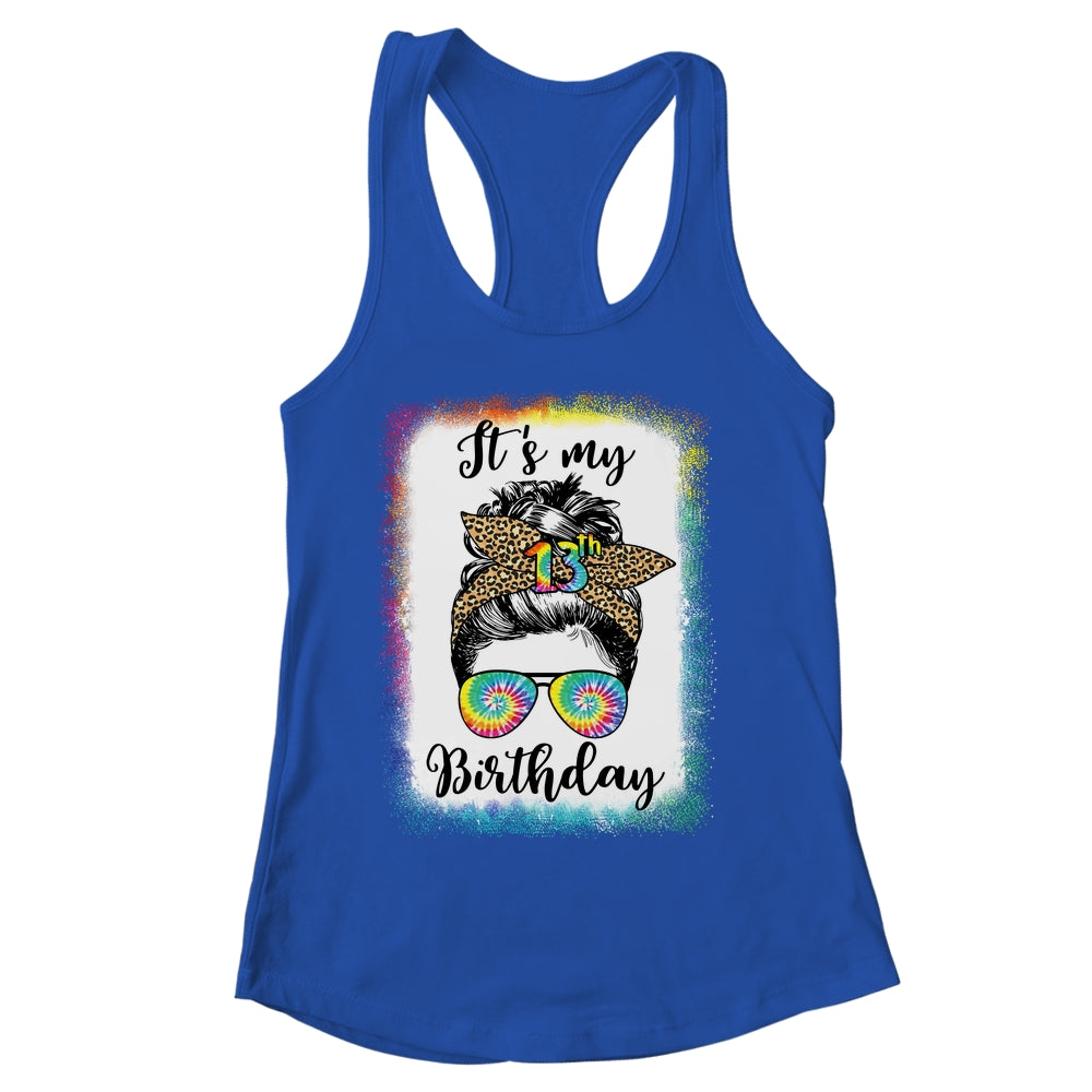 13th Birthday Decoration Girl Messy Bun 13 Years Old Tie Dye Shirt & Tank Top | siriusteestore