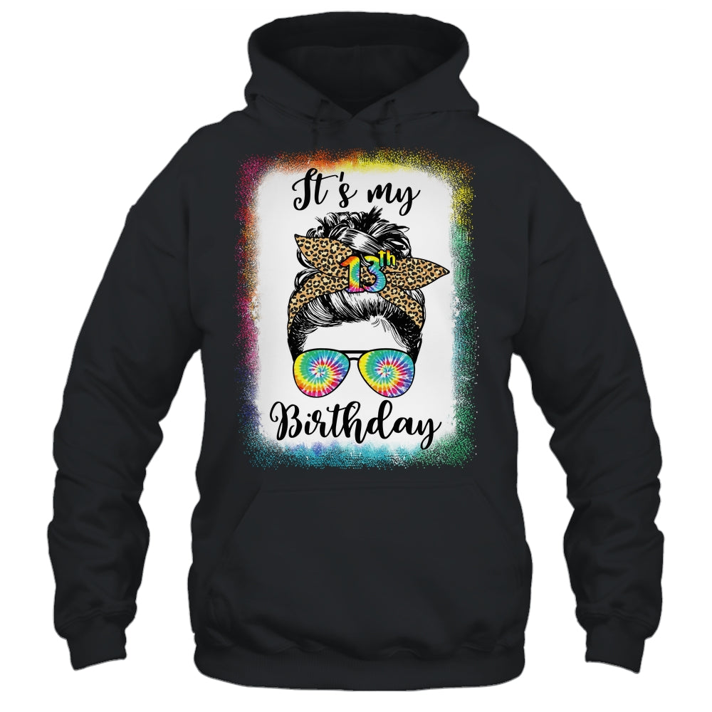 13th Birthday Decoration Girl Messy Bun 13 Years Old Tie Dye Shirt & Tank Top | siriusteestore