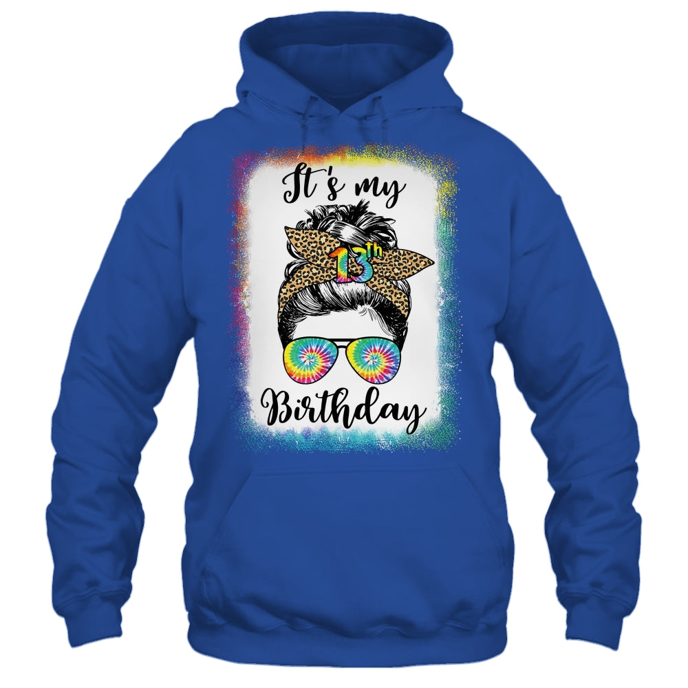 13th Birthday Decoration Girl Messy Bun 13 Years Old Tie Dye Shirt & Tank Top | siriusteestore