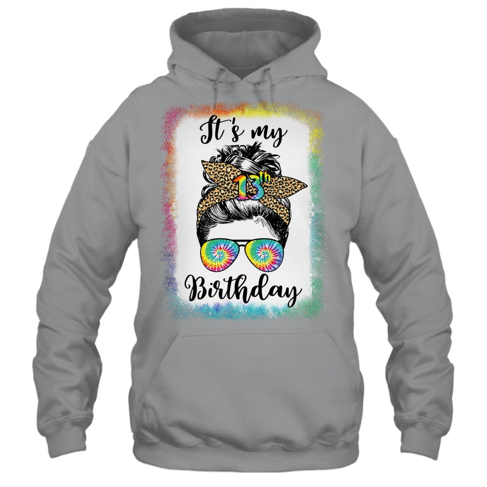 13th Birthday Decoration Girl Messy Bun 13 Years Old Tie Dye Shirt & Tank Top | siriusteestore