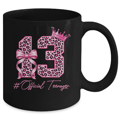 13th Birthday Girl Pink Coquette Bow Leopard 13 Year Old Mug | siriusteestore