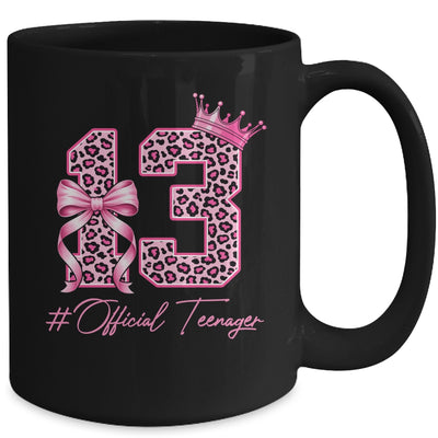 13th Birthday Girl Pink Coquette Bow Leopard 13 Year Old Mug | siriusteestore