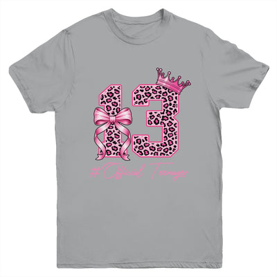 13th Birthday Girl Pink Coquette Bow Leopard 13 Year Old Youth Shirt | siriusteestore