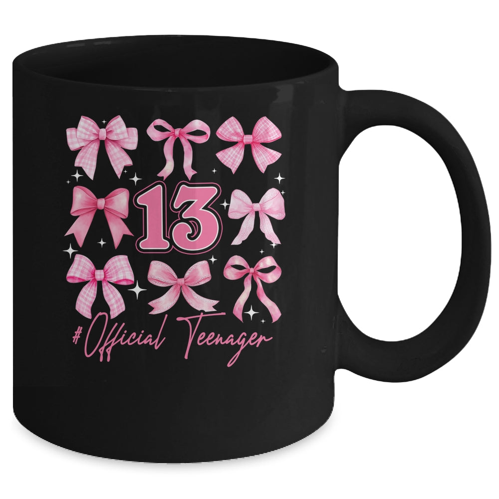 13th Birthday Pink Coquette Bow 13 Year Old Birthday Girl Mug | siriusteestore