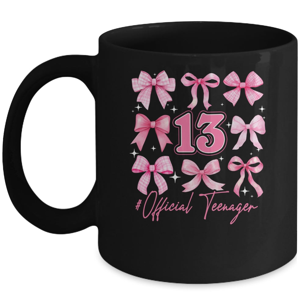 13th Birthday Pink Coquette Bow 13 Year Old Birthday Girl Mug | siriusteestore