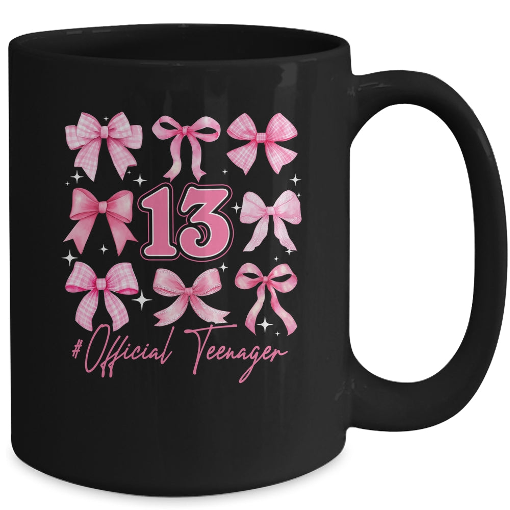 13th Birthday Pink Coquette Bow 13 Year Old Birthday Girl Mug | siriusteestore