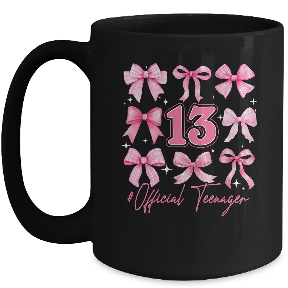 13th Birthday Pink Coquette Bow 13 Year Old Birthday Girl Mug | siriusteestore