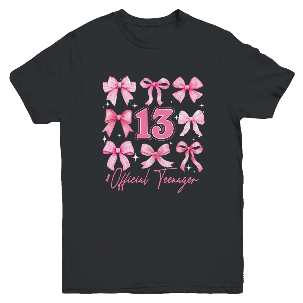 13th Birthday Pink Coquette Bow 13 Year Old Birthday Girl Youth Shirt | siriusteestore