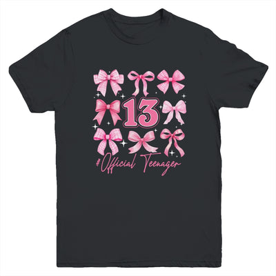 13th Birthday Pink Coquette Bow 13 Year Old Birthday Girl Youth Shirt | siriusteestore