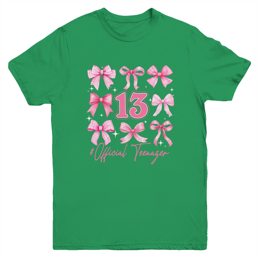 13th Birthday Pink Coquette Bow 13 Year Old Birthday Girl Youth Shirt | siriusteestore