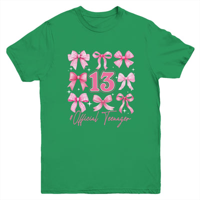13th Birthday Pink Coquette Bow 13 Year Old Birthday Girl Youth Shirt | siriusteestore