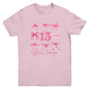 13th Birthday Pink Coquette Bow 13 Year Old Birthday Girl Youth Shirt | siriusteestore