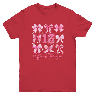 13th Birthday Pink Coquette Bow 13 Year Old Birthday Girl Youth Shirt | siriusteestore