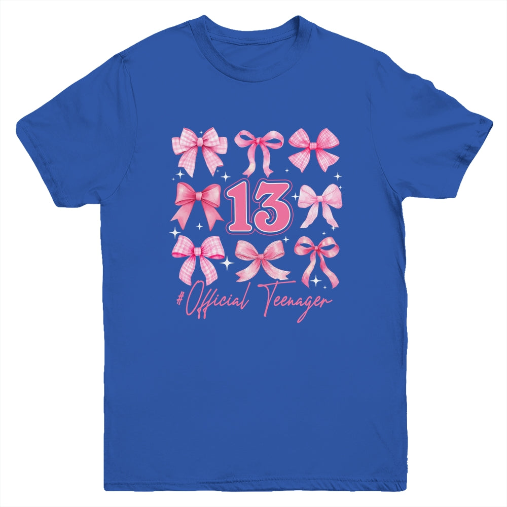 13th Birthday Pink Coquette Bow 13 Year Old Birthday Girl Youth Shirt | siriusteestore