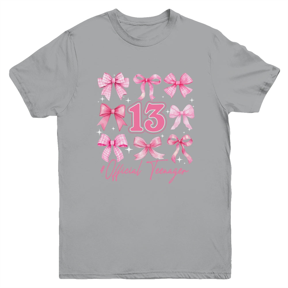 13th Birthday Pink Coquette Bow 13 Year Old Birthday Girl Youth Shirt | siriusteestore