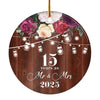 15th Anniversary Wedding Ornament 15 Years As Mr and Mrs For Couples Christmas Husband Wife Married Wedding Gift Holiday Decoration Christmas Tree Ornament | siriusteestore