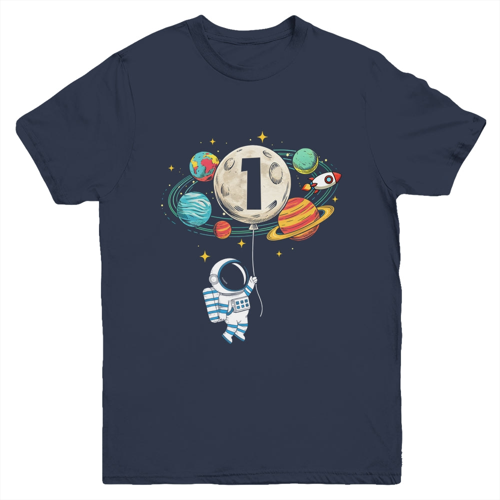 1 Years Old Birthday Boy Astronaut Space 1st Birthday Youth Shirt | siriusteestore