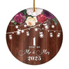 1st Anniversary Wedding Ornament 1 Year As Mr and Mrs For Couples Christmas Husband Wife Married Wedding Gift Holiday Decoration Christmas Tree Ornament | siriusteestore