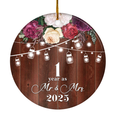 1st Anniversary Wedding Ornament 1 Year As Mr and Mrs For Couples Christmas Husband Wife Married Wedding Gift Holiday Decoration Christmas Tree Ornament | siriusteestore