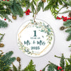 1st Anniversary Wedding Ornament Married 1 Year As Mr and Mrs For Couples Christmas Husband Wife Wedding Gift Holiday Decoration Christmas Tree Ornament | siriusteestore