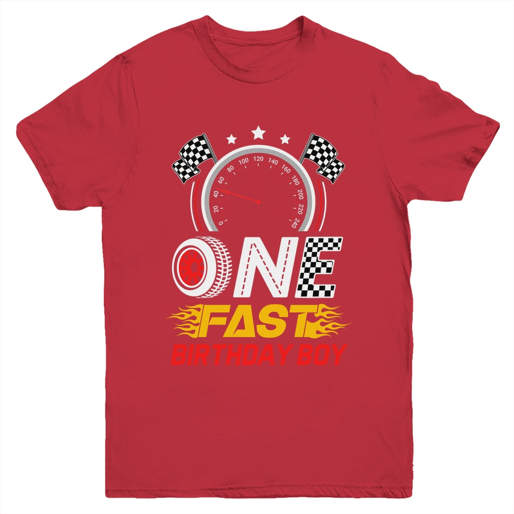 1st Birthday Racer One Fast Birthday Boy Race Car Youth Shirt | siriusteestore