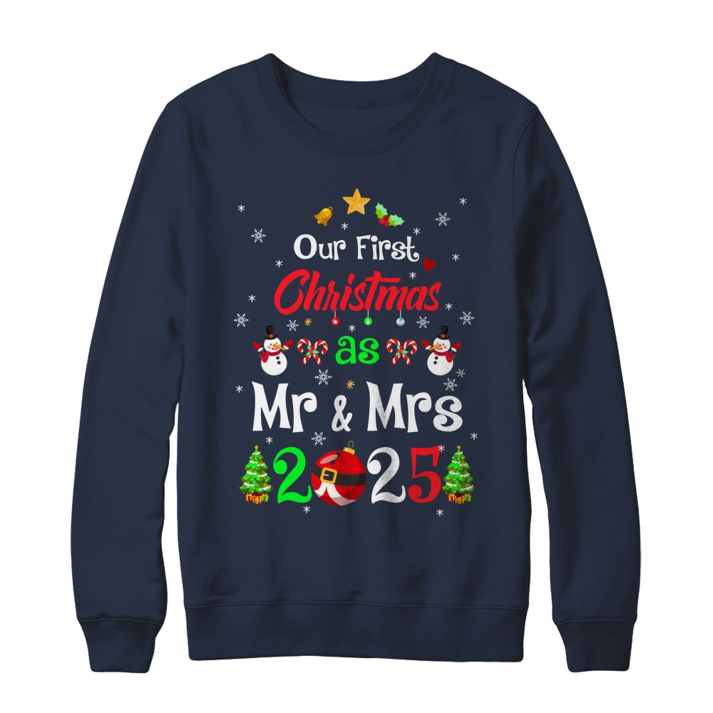 1st First Christmas As Mr And Mrs 2025 Couples Wife Husband Shirt & Sweatshirt | siriusteestore