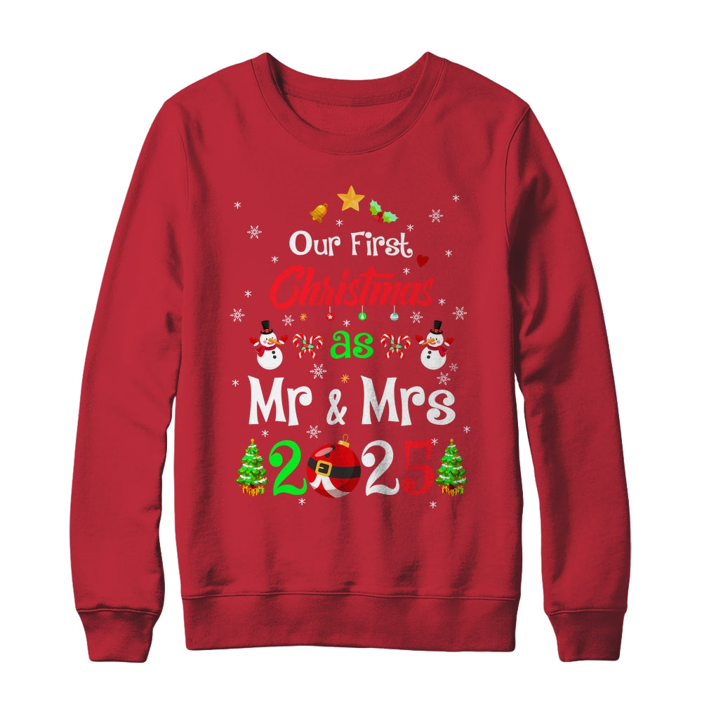 1st First Christmas As Mr And Mrs 2025 Couples Wife Husband Shirt & Sweatshirt | siriusteestore