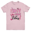 1st First Grade Vibes Back To School Coquette Teacher Girl Youth Shirt | siriusteestore