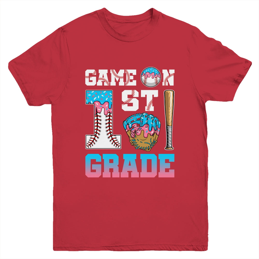 1st Grade Back To School Baseball Drip Ice Cream Game On Youth Shirt | siriusteestore
