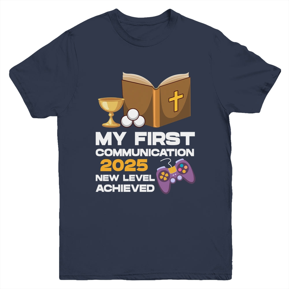 1st My First Communion 2025 Boys Girls Controller Video Game Youth Shirt | siriusteestore