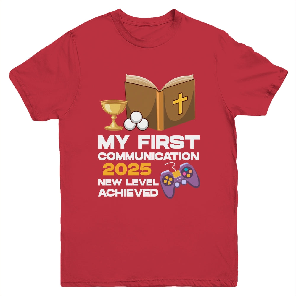 1st My First Communion 2025 Boys Girls Controller Video Game Youth Shirt | siriusteestore