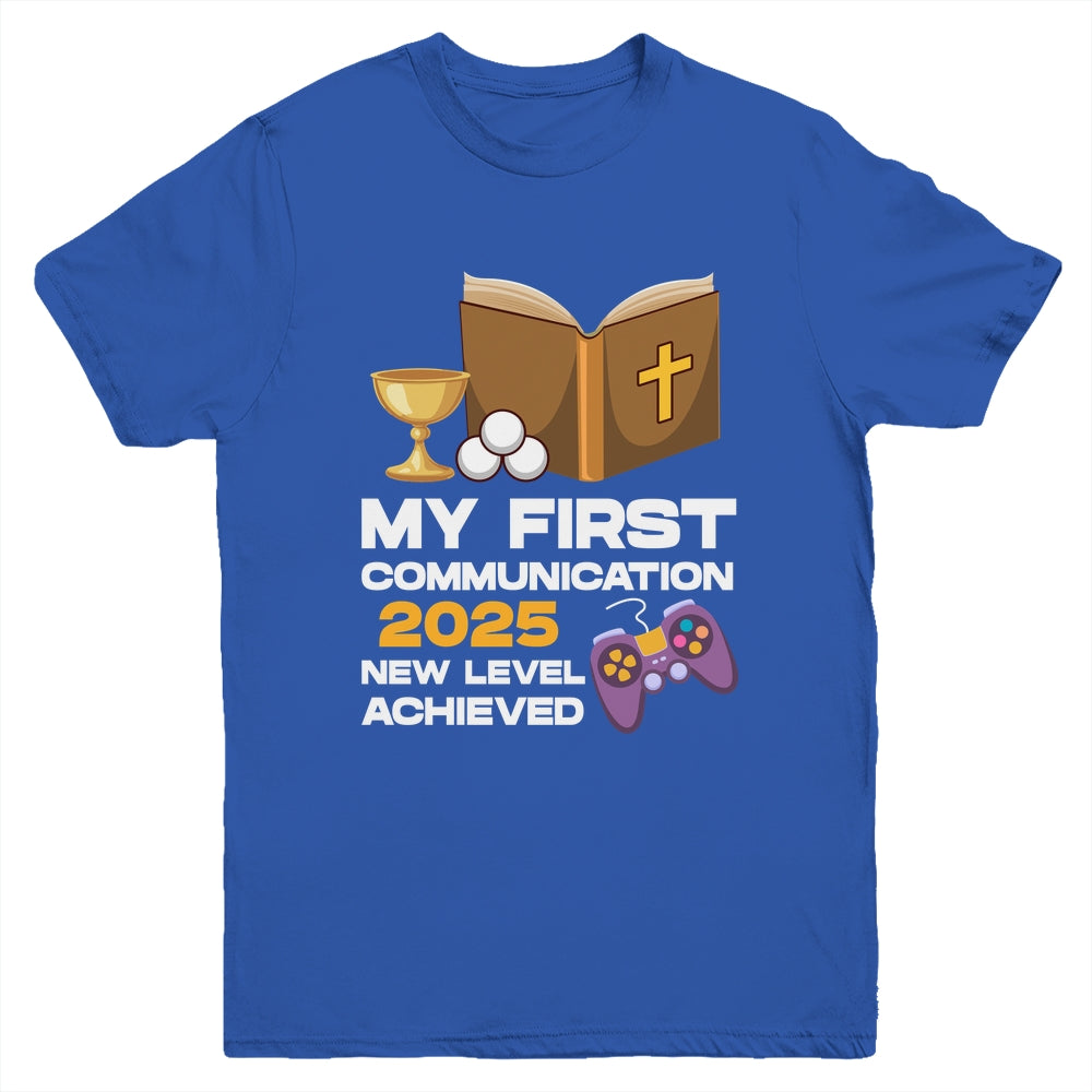1st My First Communion 2025 Boys Girls Controller Video Game Youth Shirt | siriusteestore