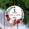 1st Wedding Anniversary Ornament Married 1 Year As Mr and Mrs For Couples Christmas Husband Wife Wedding Gift Holiday Decoration Christmas Tree Ornament | siriusteestore