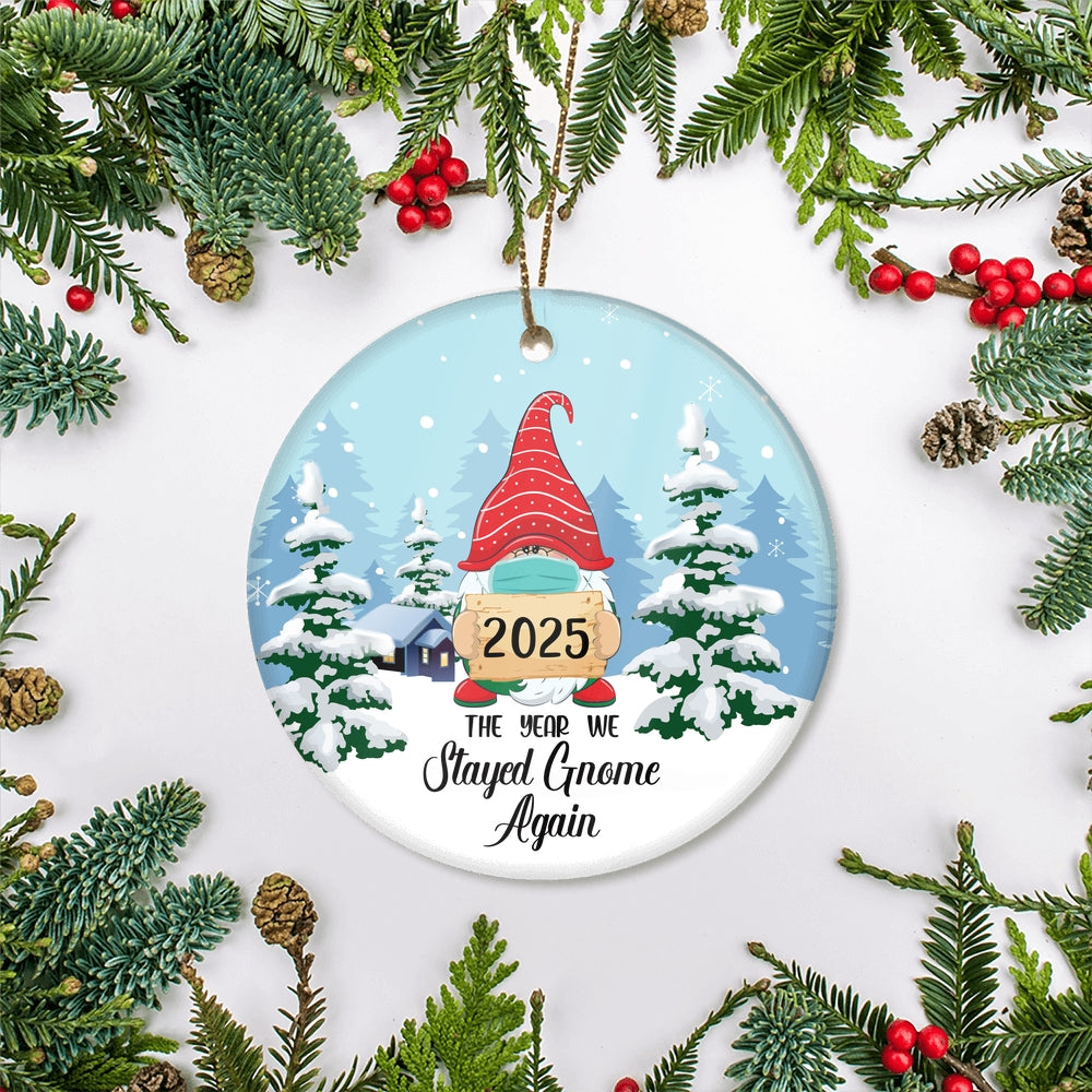 2024 Christmas Ornaments Santa The Year We Stayed Gnome Again Novelty Souvenir Christmas Tree Ornament | siriusteestore