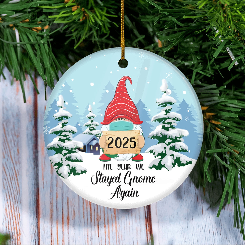 2024 Christmas Ornaments Santa The Year We Stayed Gnome Again Novelty Souvenir Christmas Tree Ornament | siriusteestore