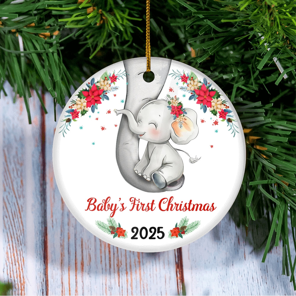 2025 Baby's First Christmas Cute Elephant Ornament for Newborn Babies Xmas Christmas Tree Ornament | siriusteestore