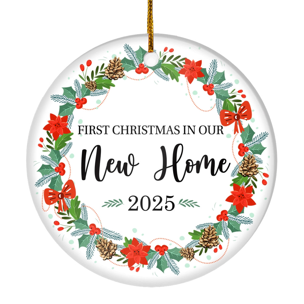 2025 First Christmas In Our New Home Mr And Mrs Gift Christmas Flower For Wedding Newlywed Couple 2025 Christmas Tree Ornament | siriusteestore