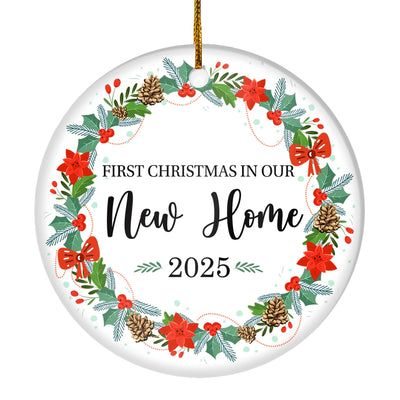 2025 First Christmas In Our New Home Mr And Mrs Gift Christmas Flower For Wedding Newlywed Couple 2025 Christmas Tree Ornament | siriusteestore