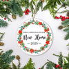 2025 First Christmas In Our New Home Mr And Mrs Gift Christmas Flower For Wedding Newlywed Couple 2025 Christmas Tree Ornament | siriusteestore