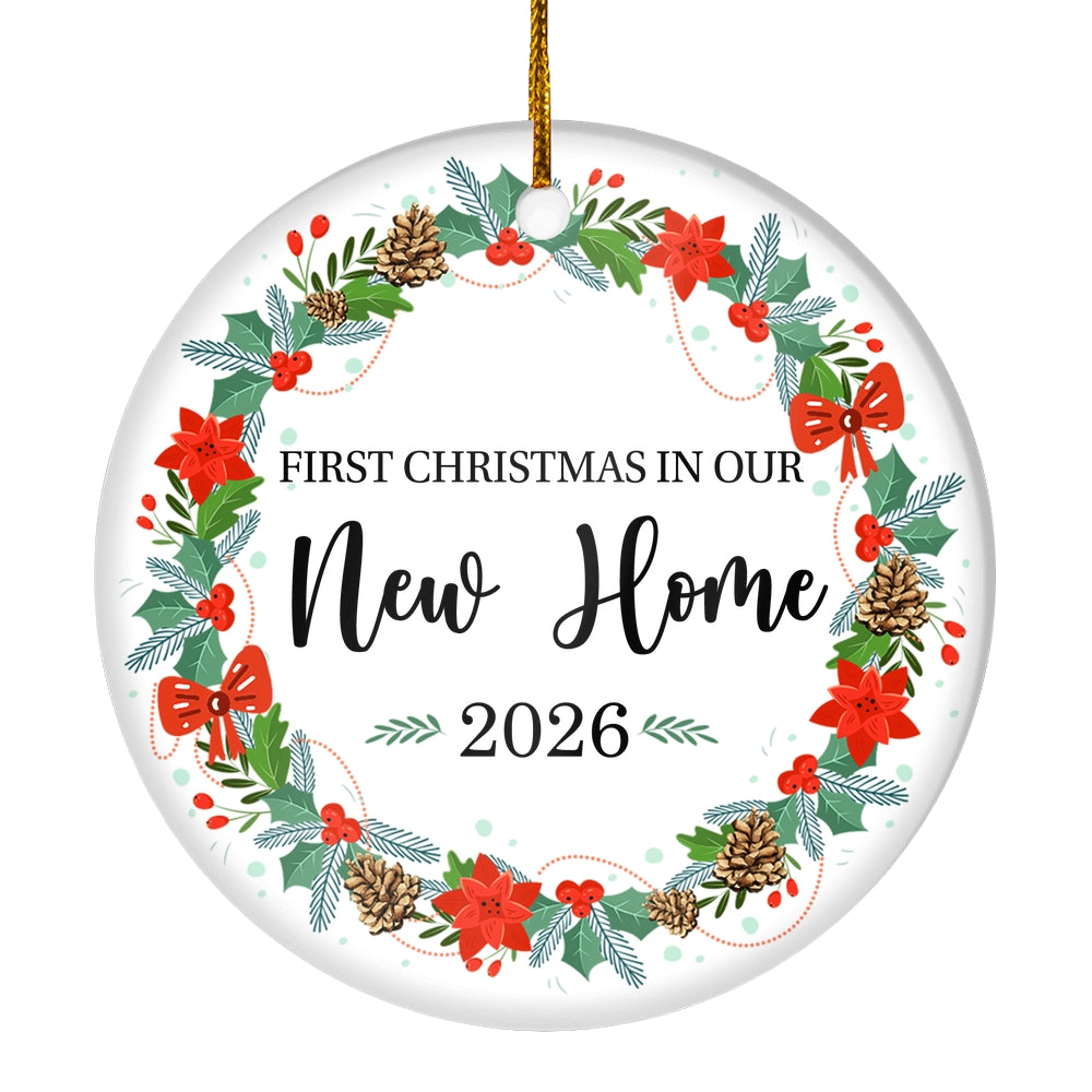 2025 First Christmas In Our New Home Mr And Mrs Gift Flower For Wedding Newlywed Couple 2025 Christmas Tree Ornament | siriusteestore