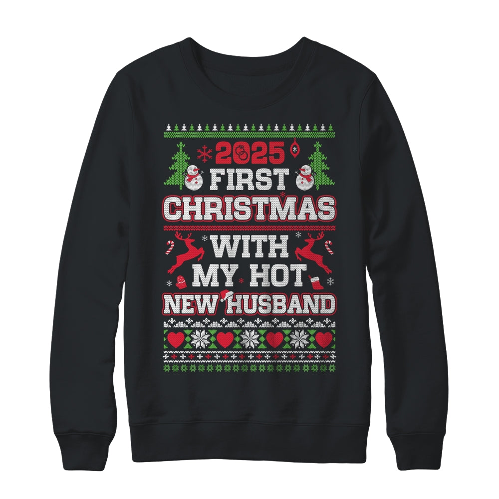 2025 First Christmas With My Hot New Husband Shirt & Sweatshirt | siriusteestore