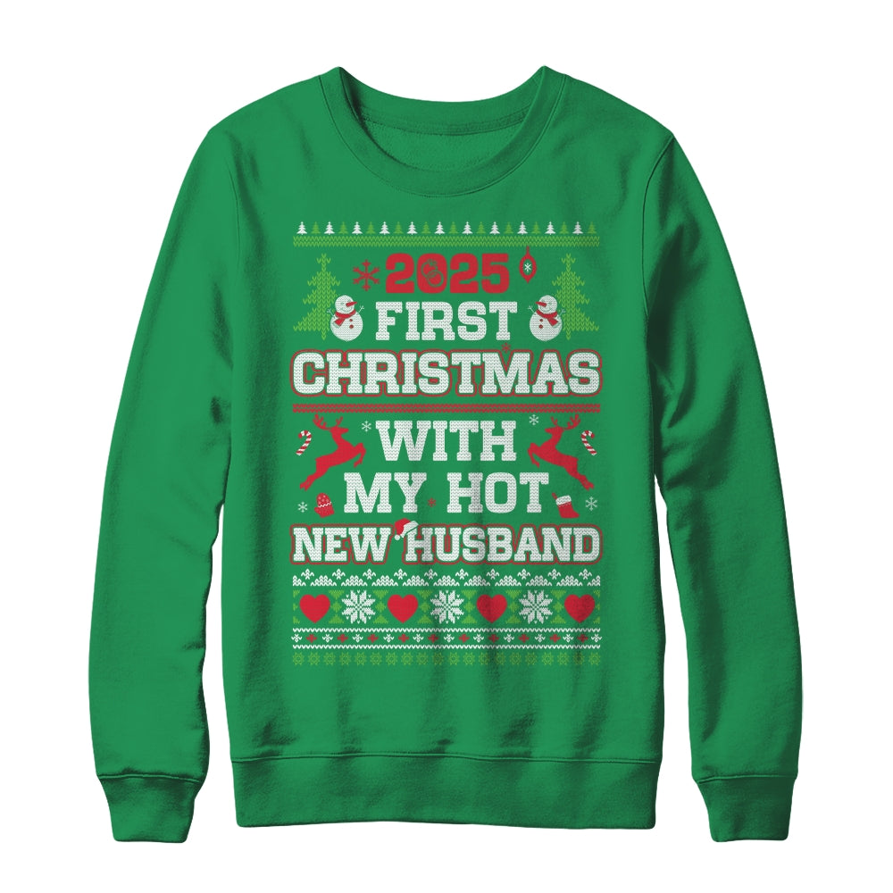 2025 First Christmas With My Hot New Husband Shirt & Sweatshirt | siriusteestore