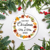 2025 Our First Christmas As Mr And Mrs Gift Autumn Leaf For Wedding Newlywed Couple 2025 Christmas Tree Ornament | siriusteestore
